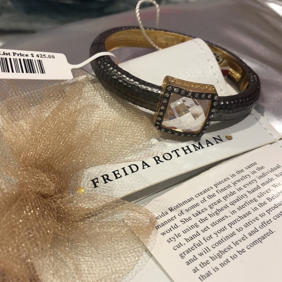 Freida Rothman Large Faceted Square Crystal Hinged Bracelet-Boutique